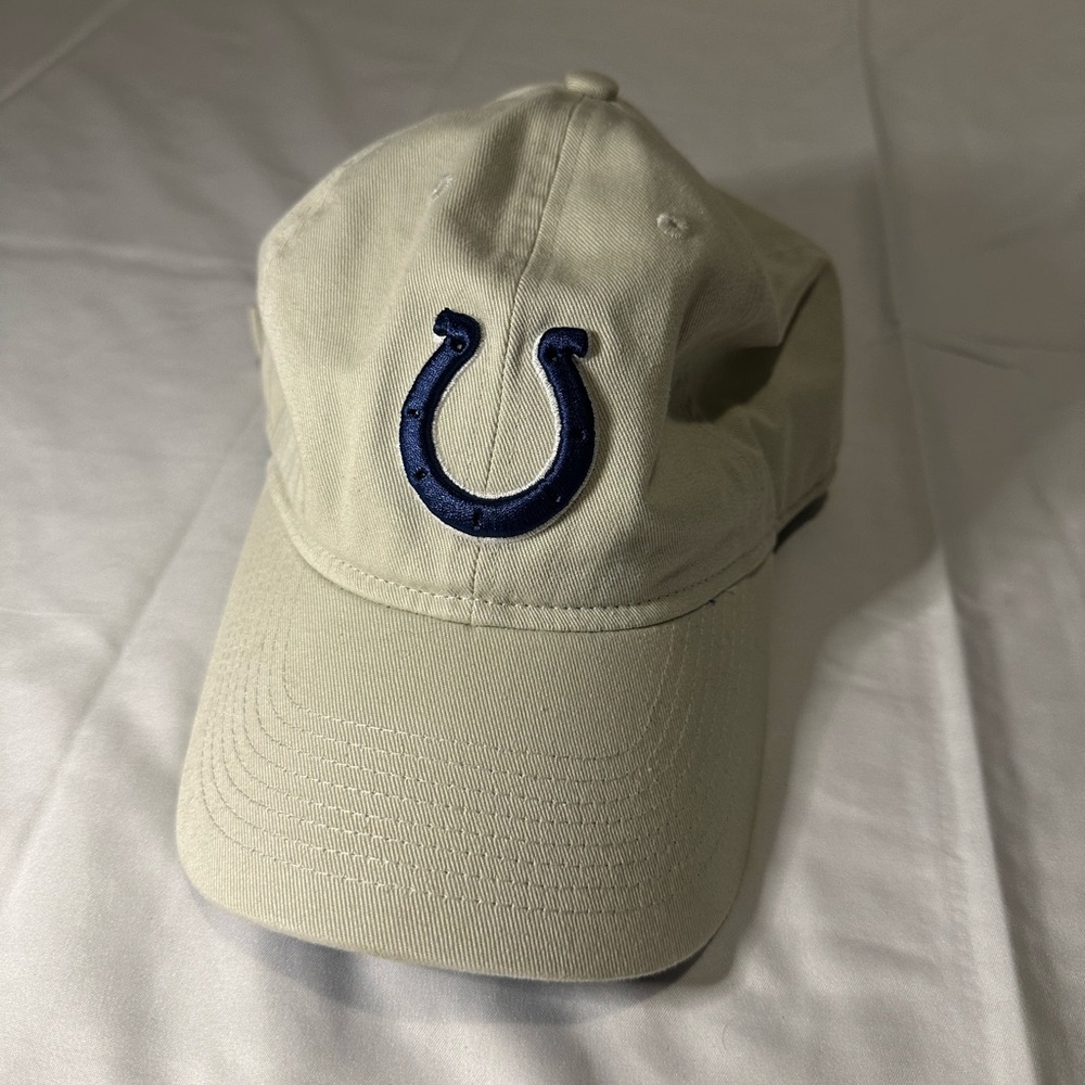 Off White/Blue Colts Baseball Hat Strapback
